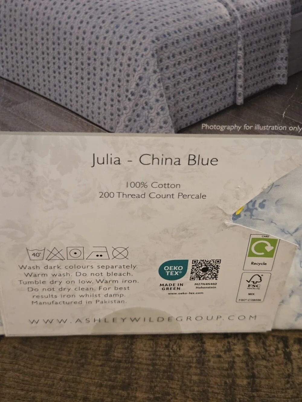 Cabbages & Roses 100% Cotton Percale 4 Pc Full Sheet Set Julia China Blue
